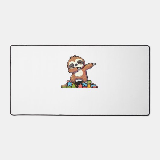 Niedlicher Dabbing Faultier Autismus Bewusstsein A Schreibtischunterlage (Vorderseite)