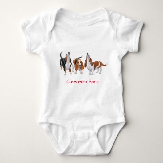 Niedlicher Dachshund-Jagdhund-Hundebaby-Einteiler Baby Strampler (Vorderseite)