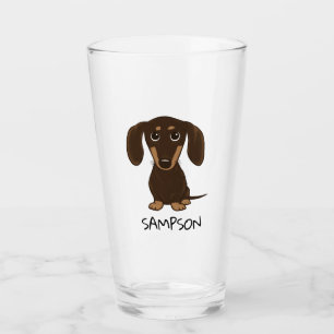 Niedlicher Dackel-Hund der Schokoladen-Dackel- Glas