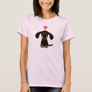 Niedlicher Dackel-Welpe mit Valentine-Herzen T-Shirt