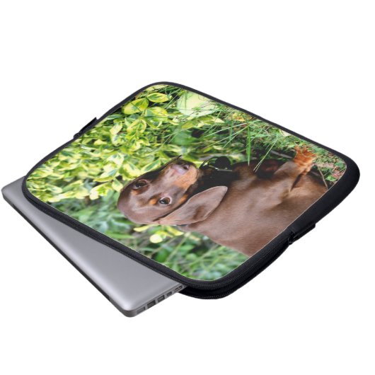 niedlicher Dackellaptopkasten Laptopschutzhülle (Vorne Knopf)