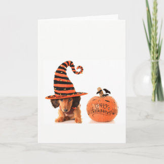 Niedlicher Dackelwelpe Halloween Karte