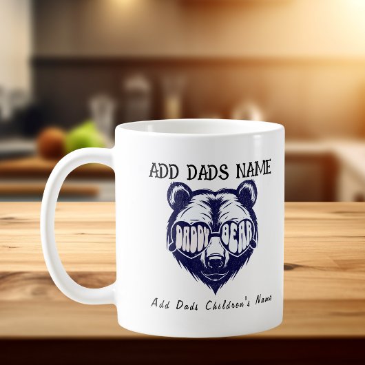 Niedlicher DADDY BEAR Blue auf White PERSONALIZE Kaffeetasse