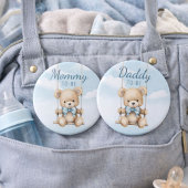Niedlicher Daddy to be Teddy Bear Baby Shootknopf Button