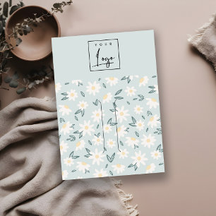 Niedlicher Daisy Floral Aqua Blue Logoklammer Visitenkarte