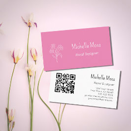 Niedlicher Daisy QR-Code Pink Floral Designer Visitenkarte
