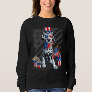 Niedlicher Dalmatiner 4. Juli American Flag Sonnen Sweatshirt