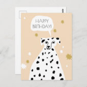 Niedlicher Dalmatiner Hund Abstrakt Happy Birthday Postkarte (Vorne/Hinten)
