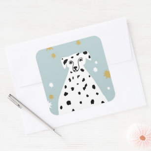 Niedlicher Dalmatiner Hund Abstrakte Illustration Quadratischer Aufkleber