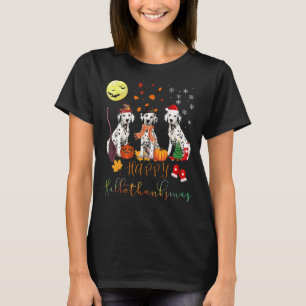 Niedlicher Dalmatiner Hund Happy Hallothanksmas Fa T-Shirt