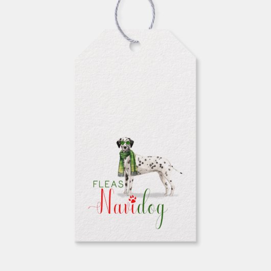 Niedlicher Dalmatiner Hund Weihnachten Geschenkanhänger (Rückseite)