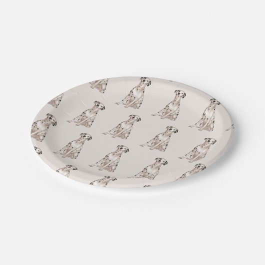 Niedlicher Dalmatiner Hund Welpe Pappteller (Schrägansicht)