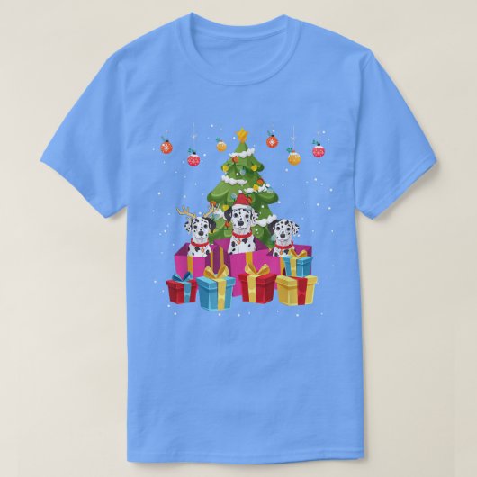 Niedlicher Dalmatiner Hunde Weihnachtsbaumdekorati T-Shirt (Design vorne)
