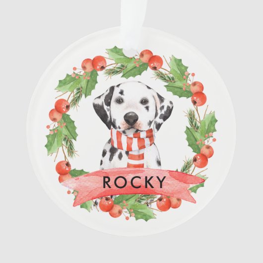 Niedlicher Dalmatiner Hunde Weihnachtsfeier Ornament (Vorderseite)
