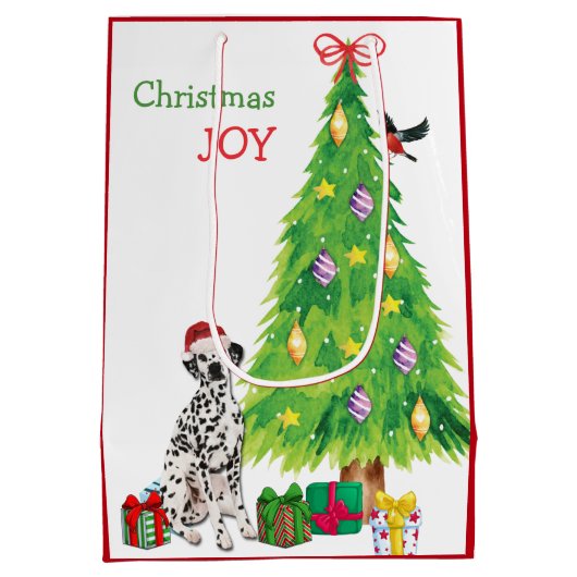 Niedlicher Dalmatiner Weihnachtsmannmütze und Weih Mittlere Geschenktüte (Rückseite)