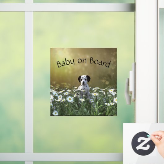 Niedlicher Dalmatiner Welpe in Daisies Fensteraufkleber (Zuhause)