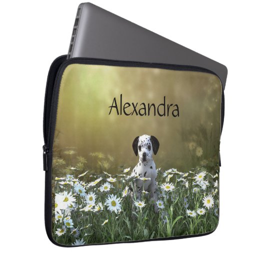 Niedlicher Dalmatiner Welpe in Daisies Laptopschutzhülle (Vorne Rechts)