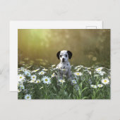 Niedlicher Dalmatiner Welpe in Daisies Postkarte (Vorne/Hinten)