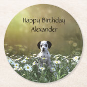 Niedlicher Dalmatiner Welpe in Daisies Runder Pappuntersetzer (Vorderseite)