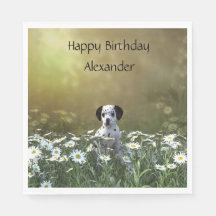 Niedlicher Dalmatiner Welpe in Daisies