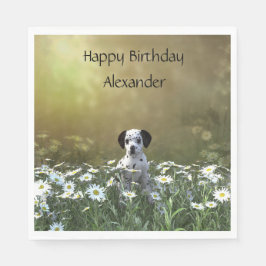 Niedlicher Dalmatiner Welpe in Daisies Serviette