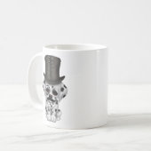 Niedlicher Dalmatiner-Welpe mit Monocle und Kaffeetasse (Vorderseite Links)