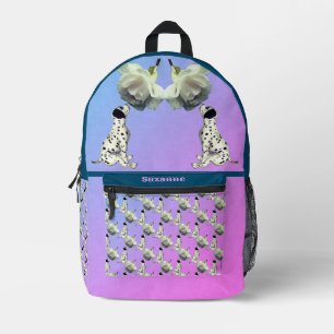 Niedlicher Dalmatiner Welpe Rose Tier Personalisie Bedruckter Rucksack