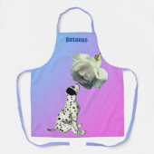Niedlicher Dalmatiner Welpe Rose Tier Personalisie Schürze (Vorderseite)