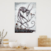 Niedlicher Dämon mit Blume-Acrylmalplakat Poster (Küche)