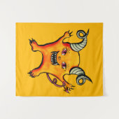 Niedlicher Dämonenmonenmonster-Cartoon Gelb Wandteppich (Vorderseite (Horizontal))