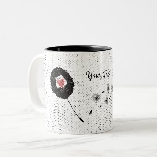 Niedlicher Dandelion Igel Herz Zweifarbige Tasse (Vorderseite Links)