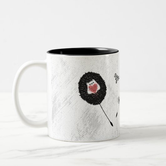 Niedlicher Dandelion Igel Herz Zweifarbige Tasse (Links)