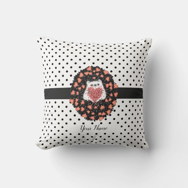 Niedlicher Dandelion Igel Polka Dots Herz Kissen (Vorderseite)