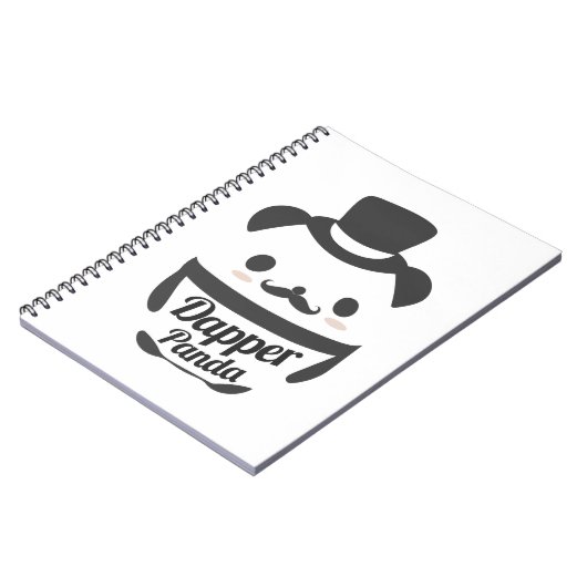 Niedlicher Dapper Panda mit Top Hat Notizblock (Linke Seite)