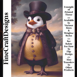 Niedlicher Dapper Pinguin, Coat & Top Hat BG9 Deco Seidenpapier