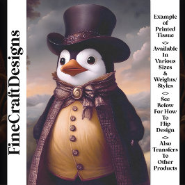 Niedlicher Dapper Pinguin, Coat & Top Hat BH1 Deco Seidenpapier