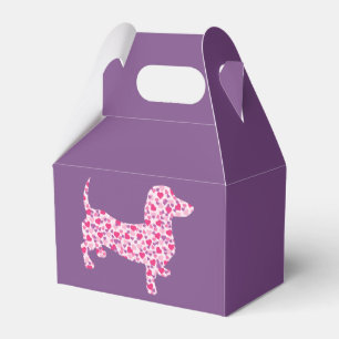 Niedlicher Daschshund aus kleinen rosa Herzen Geschenkschachtel