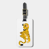 Niedlicher Dashing Cartoon Cheetah Gepäckmarke Gepäckanhänger (Vorderseite vertikal)