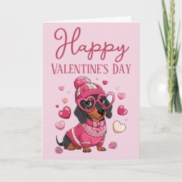 Niedlicher Dauschund Hund Gone Wunderbare Valentin Feiertagskarte