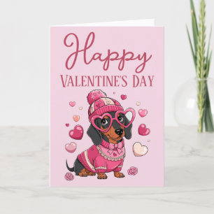 Niedlicher Dauschund Hund Gone Wunderbare Valentin Feiertagskarte