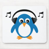 Niedlicher Dee Jay-Penguin u. Kopfhörer Mousepad (Vorne)