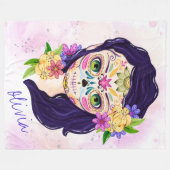 Niedlicher Dekorationstag des toten Schädels Fleecedecke (Vorderseite (Horizontal))