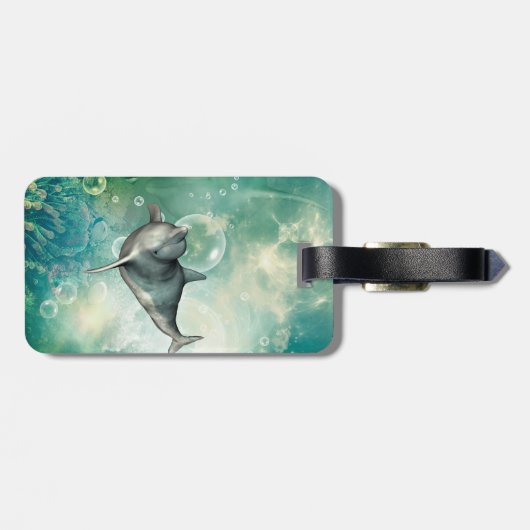 Niedlicher Delphin Gepäckanhänger (Rückseite horizontal)