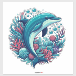 Niedlicher Delphin, Küstendelphin/Seeschifffahrt Aufkleber