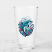 Niedlicher Delphin, Küstendelphin/Seeschifffahrt Glas (Rückseite)