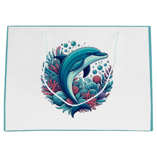 Niedlicher Delphin, Küstendelphin/Seeschifffahrt Große Geschenktüte (Vorderseite)