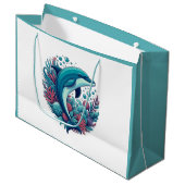 Niedlicher Delphin, Küstendelphin/Seeschifffahrt Große Geschenktüte (Vorderseite Schrägansicht)