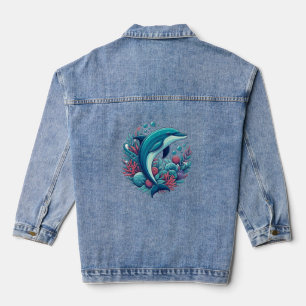 Niedlicher Delphin, Küstendelphin/Seeschifffahrt Jeansjacke