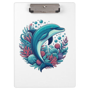 Niedlicher Delphin, Küstendelphin/Seeschifffahrt Klemmbrett
