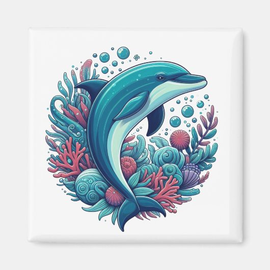 Niedlicher Delphin, Küstendelphin/Seeschifffahrt Magnet (Vorne)